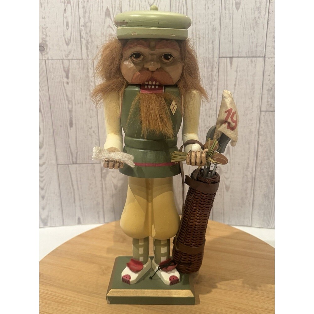 Vintage Holzkunst Christian Ulbricht Nutcracker 12” Handmade Germany Golfer BRN